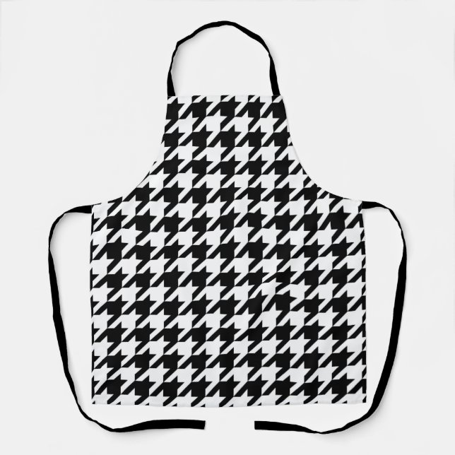 Black White Houndstooth Check Apron (Front)