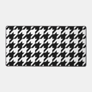 Black White Houndstooth Check Desk Mat