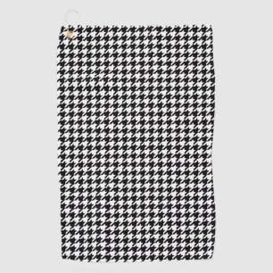 Black White Houndstooth Check Tissue Golf Towel