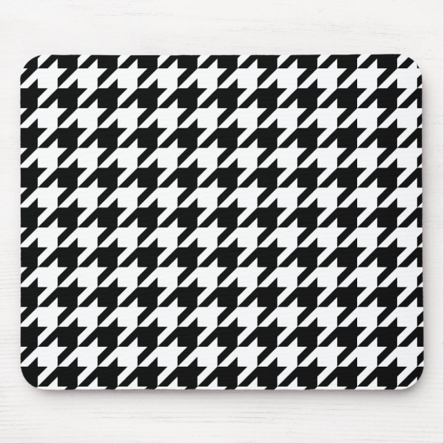 Black & White Houndstooth Mouse Pad (Front)
