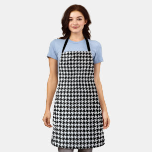 [Black] & White Houndstooth Pattern Apron
