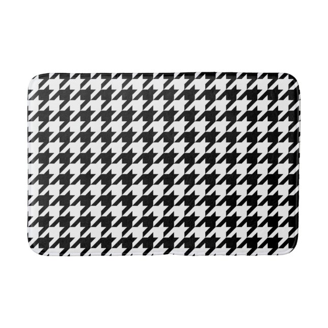 Black & White Houndstooth Pattern Bath Mat (Front)