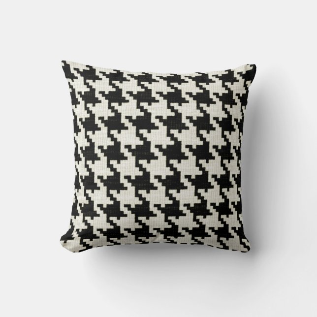 Black & White Houndstooth Pattern Cushion (Front)