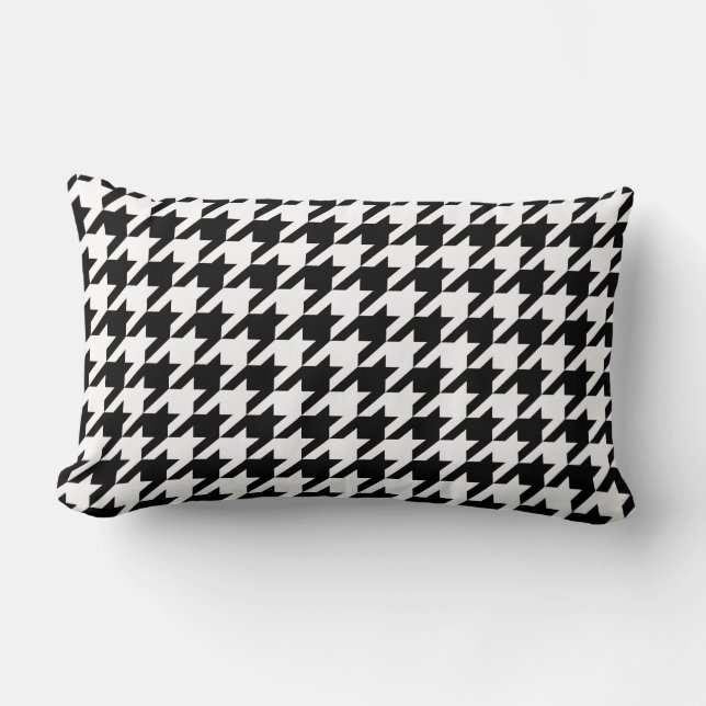 Black & White Houndstooth Pattern Lumbar Cushion (Front)