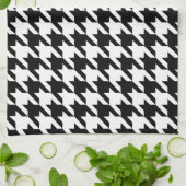 Black & White Houndstooth Pattern Tea Towel (Folded)