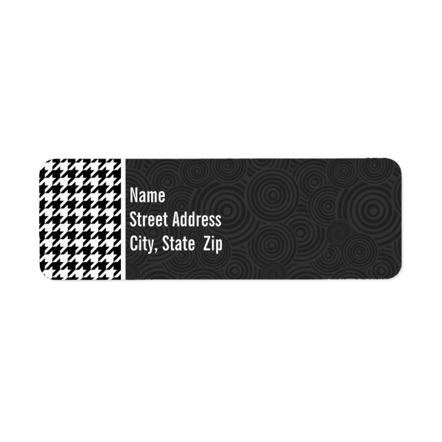 Black & White Houndstooth Return Address Label (Front)