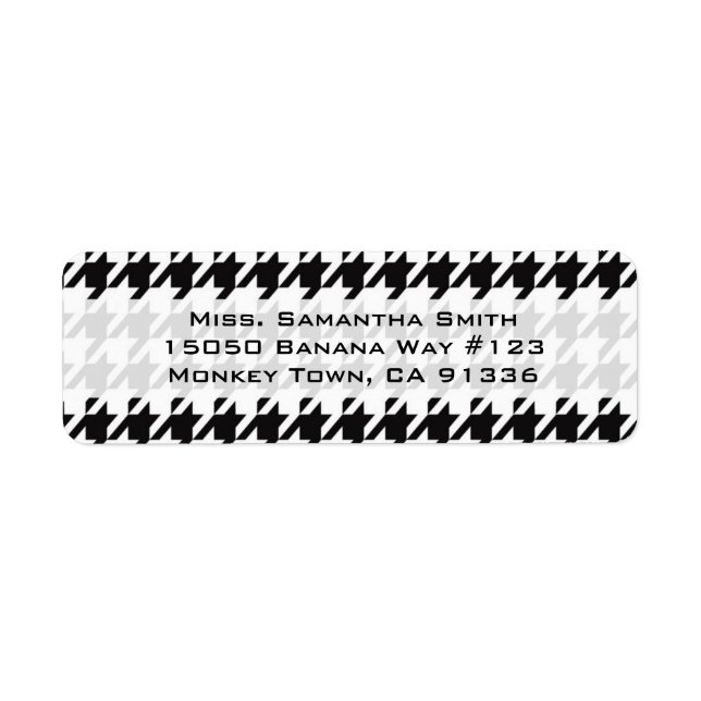 Black & White Houndstooth Return Address Label (Front)