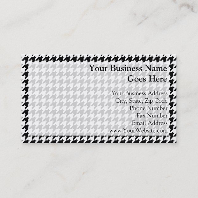 Black/White Houndstooth Stylish Fashion Designer Business Card (Front)