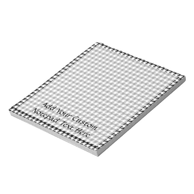 Black/White Houndstooth Stylish Fashion Designer Notepad (Rotated)