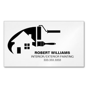 Black White House Painter Professional Magnetic Business Card