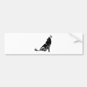 Black White Howling Wolf Bumper Sticker