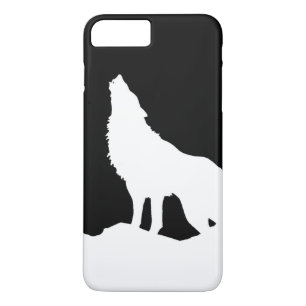 Black & White Howling Wolf Silhouette iPhone 8 Plus/7 Plus Case