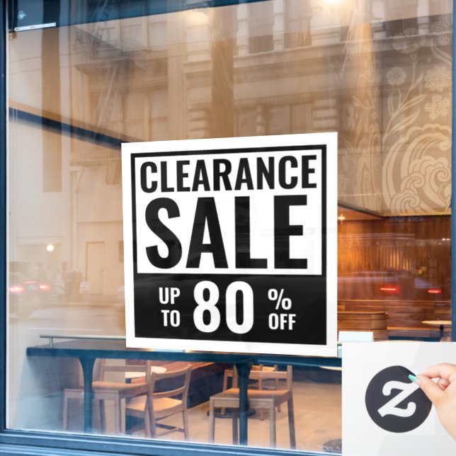 Black White Huge Clearance Sale Store Window Cling (Cafe Window)