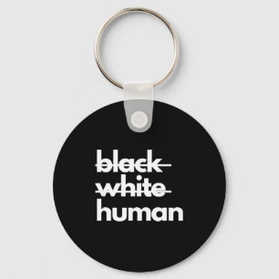 Black White Human Racial Injustice Awareness Ribbo Key Ring