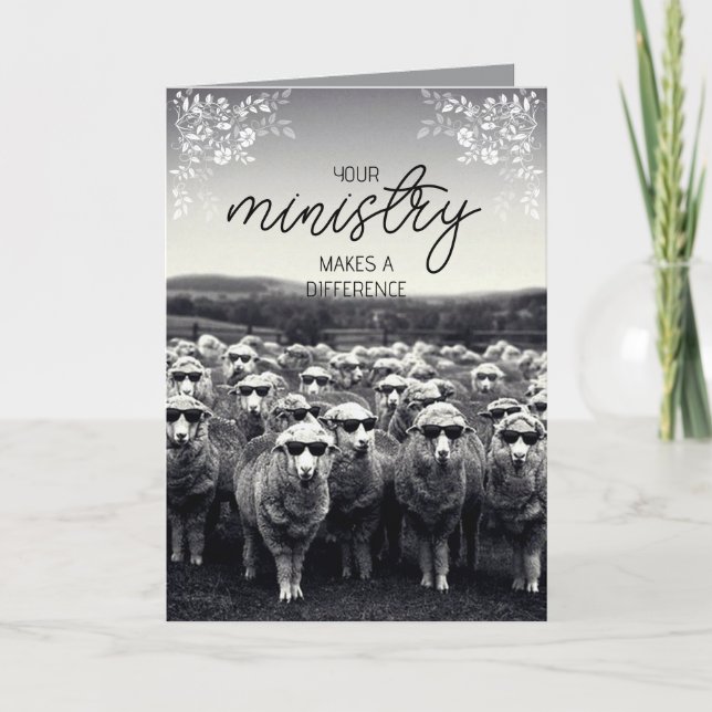 Black & White Humorous Pastor Appreciation Card (Front)