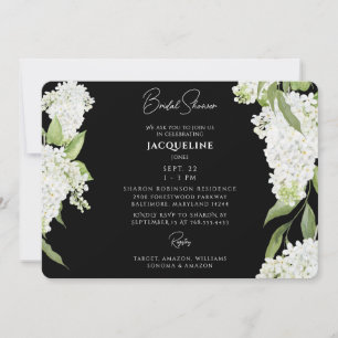 Black White Hydrangeas Bridal Shower  Invitation