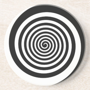 Black & White Hypnotic Spiral Coaster