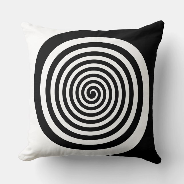 Black & White Hypnotic Spiral Cushion (Front)