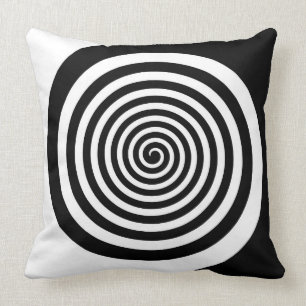 Black & White Hypnotic Spiral Cushion