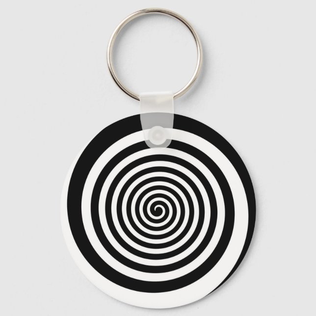 Black & White Hypnotic Spiral Key Ring (Front)
