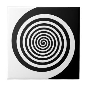 Black & White Hypnotic Spiral Tile