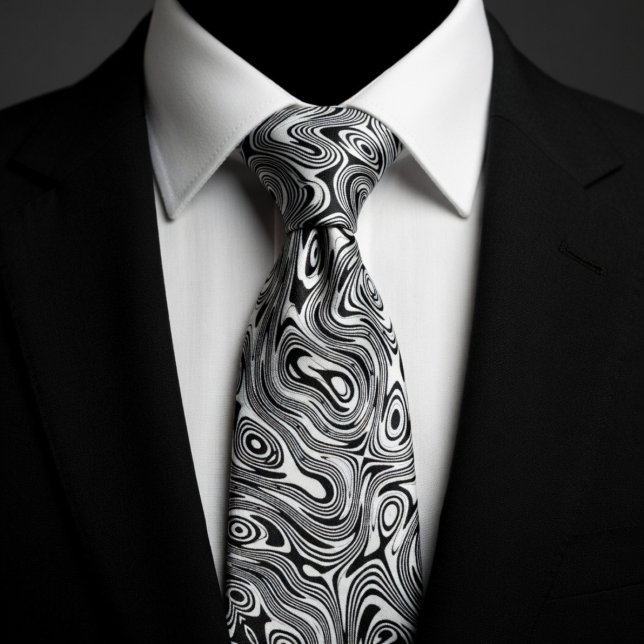 Black & White Hypnotic Swirl  Tie (Creator Uploaded)