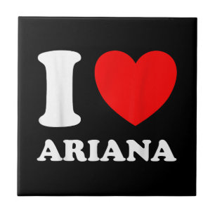 Black White I Love Ariana Ceramic Tile