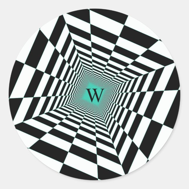 Black White Illusion Classic Round Sticker (Front)