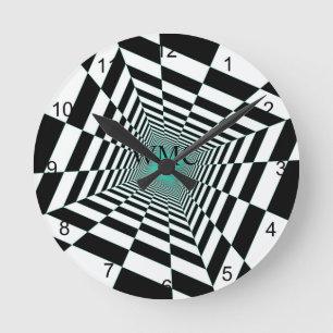 Black White Illusion Round Clock