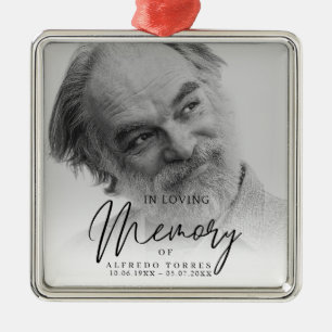 Black & White In Loving Memory Funeral Metal Ornament