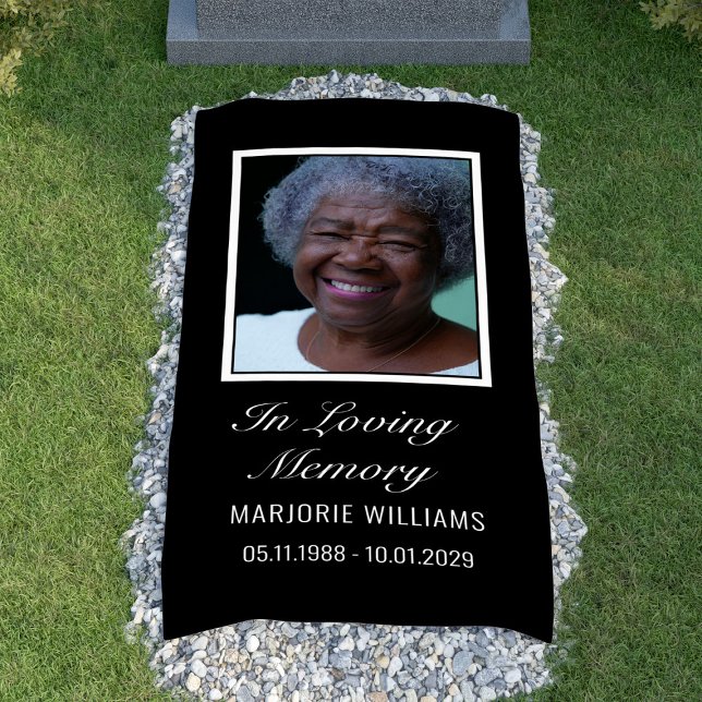 Black White In Loving Memory Photo Grave Cover Banner (Black White In Loving Memory Photo Grave Cover Banner
)
