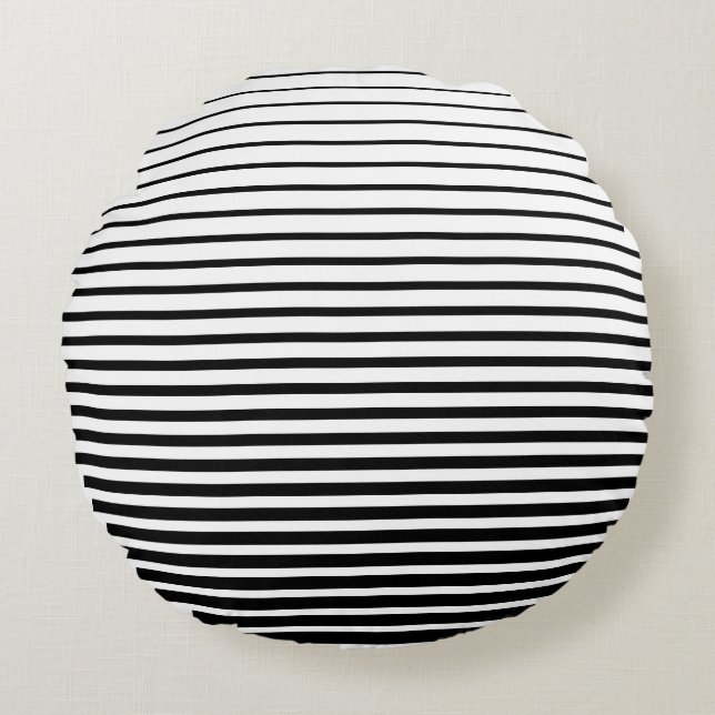 Black White Incremental Round Pillow (Front)