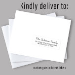 Black white individual guest address elegant label<br><div class="desc">Personalised solid black and white classy elegant wedding guest name and address mailing labels with a chic calligraphy script.</div>