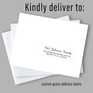 Black white individual guest address elegant label