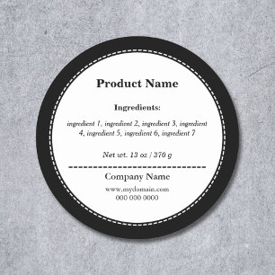Black & White Ingredient List Label Sticker