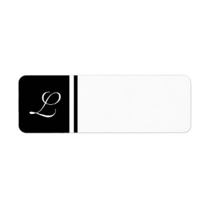 Black White Initial Label- Customisable Background Return Address Label
