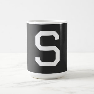 Black & White Initial Letter Monogrammed Plain Coffee Mug