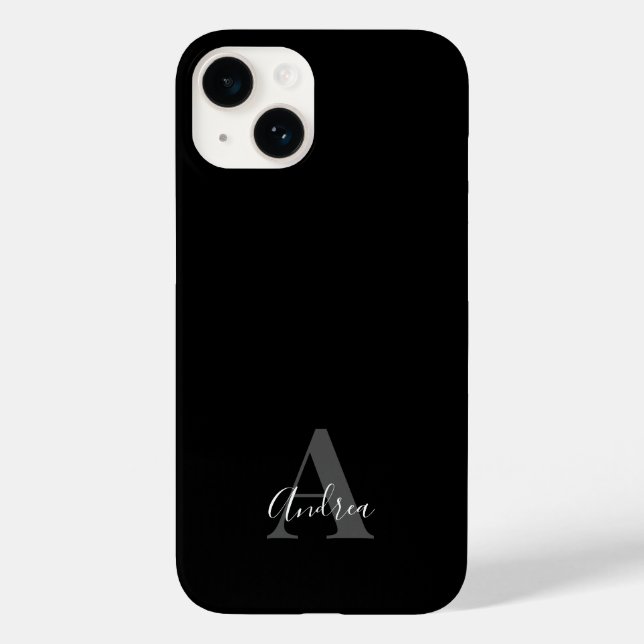 Black & White | Initial Monogram Personalised Name Case-Mate iPhone Case (Back)