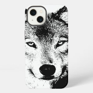 Black White Ink Artwork Wolf iPhone Case
