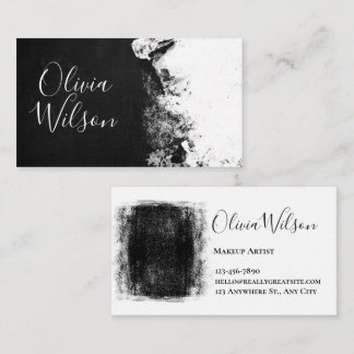 Black White Ink Splash Typography Makeup Artist  Business Card