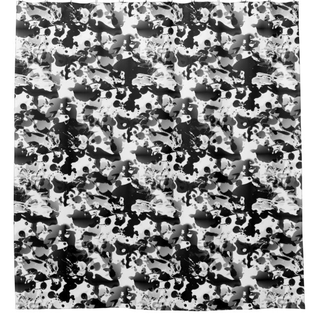 Black & White INK SPLASHES seamless pattern Shower Curtain (Front)