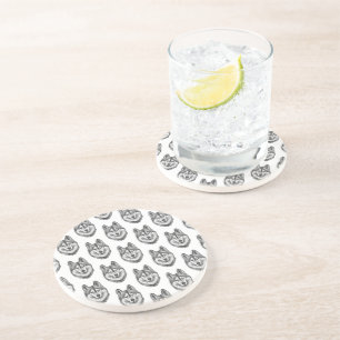 Black & White Ink & Watercolor Siberian Husky Coaster