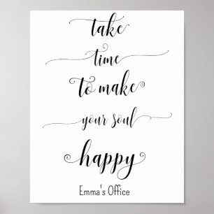 Black White Inspirational Happy Quotes Poster