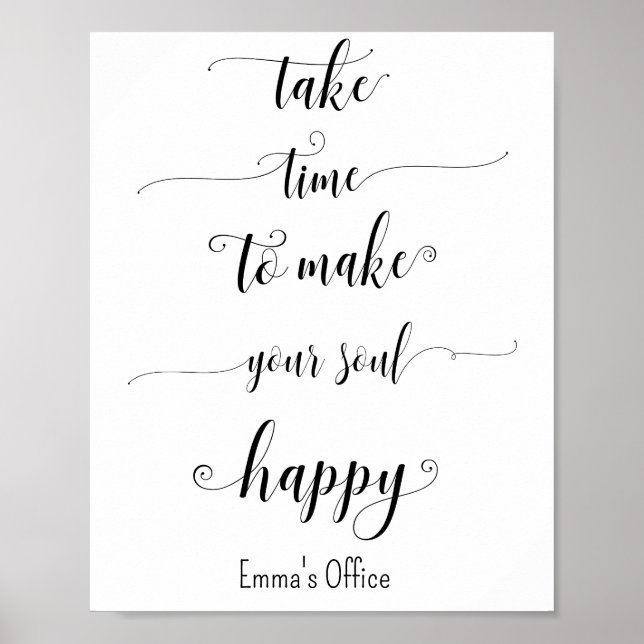 Black White Inspirational Happy Quotes Poster (Front)