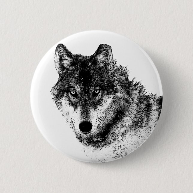 Black White Inspirational Wolf Eyes 6 Cm Round Badge (Front)