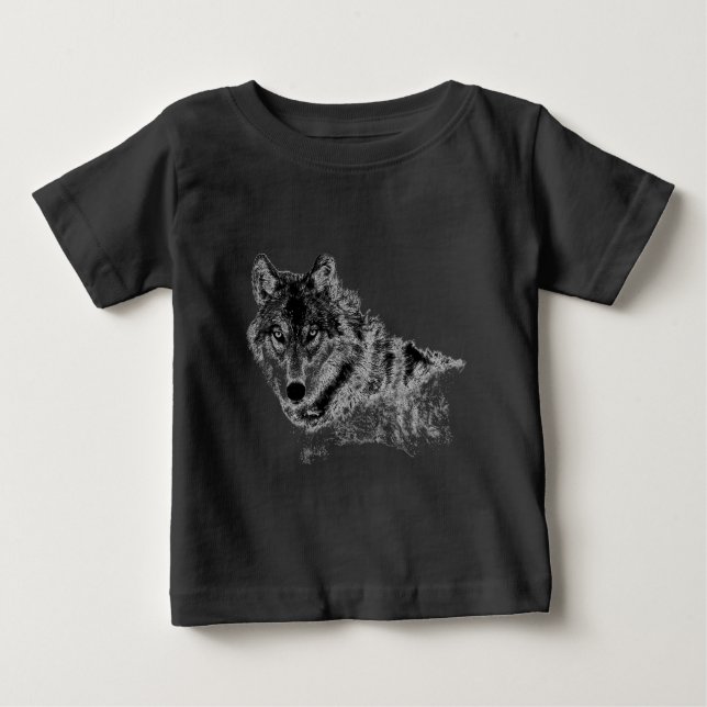 Black White Inspirational Wolf Eyes Baby T-Shirt (Front)