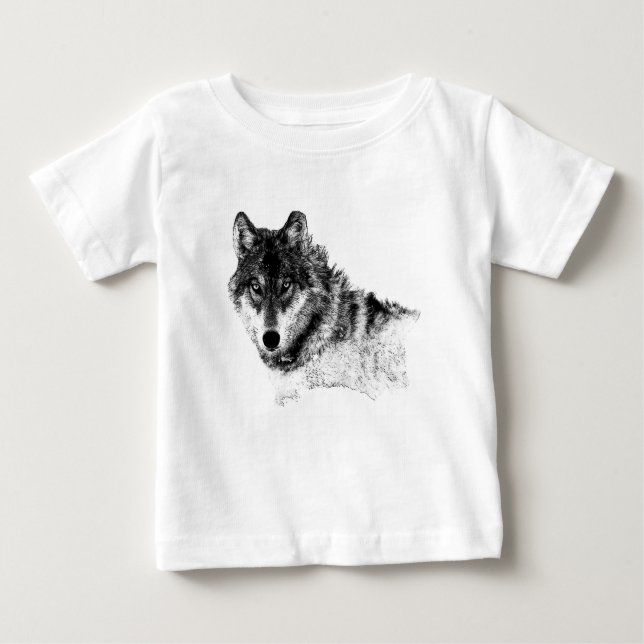 Black White Inspirational Wolf Eyes Baby T-Shirt (Front)