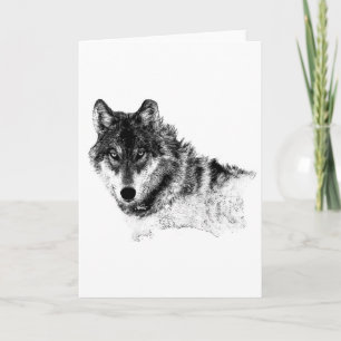 Black White Inspirational Wolf Eyes Card