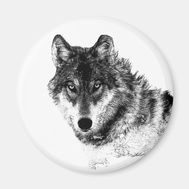 Black White Inspirational Wolf Eyes Magnet (Front)