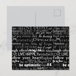 Black White Inspirational Words Christmas Postcard